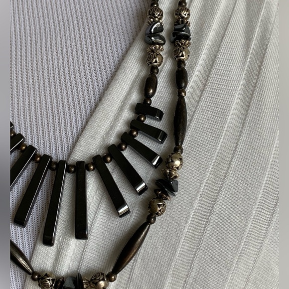 NEAT handmade black HEMATITE double strand NECKLACE - Picture 5 of 7